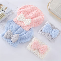 Thick Hair Towel & Absorbent Shower Cap Set - Soft & Skin-friendly