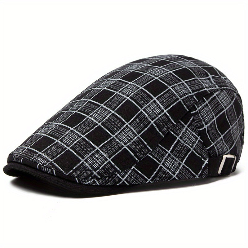Men's Plaid Retro Linen Sun Visor Beret