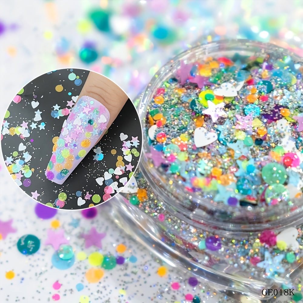 10g Holographic Nail Glitter Powder Mixed Shape Flakes Sequins for Manicure DIY