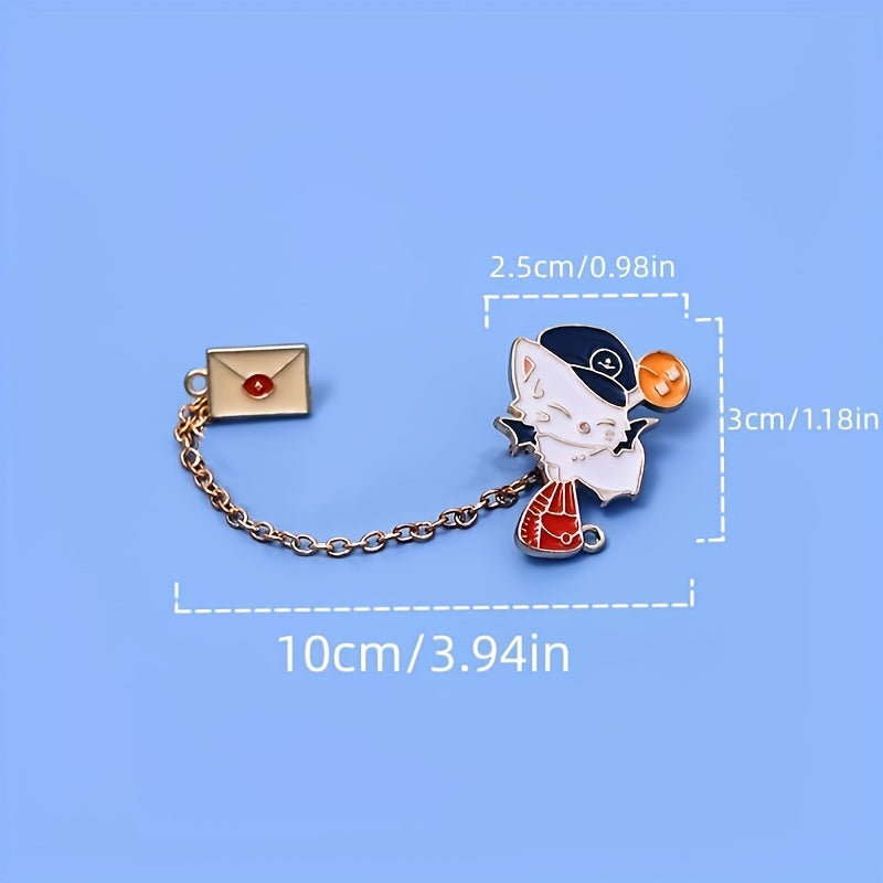 Preppy Cat Envelope Brooch Men's Accessory
