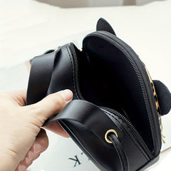 Cartoon Cat Crossbody Bag Small Round Shoulder Bag Coin Purse For Girls