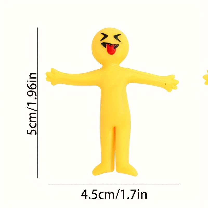 30pcs Stretchable Yellow Figure Toys Cheerful Face Designs Soft Rubber Foldable