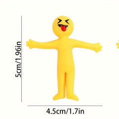 30pcs Stretchable Yellow Figure Toys Cheerful Face Designs Soft Rubber Foldable