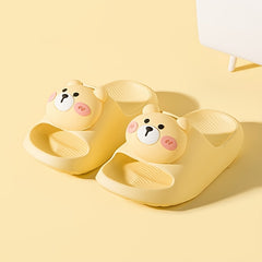 Cartoon Bear Open Toe Slippers For Girls - Lightweight Non Slip Indoor Slippers