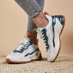Chinese Style Reflective Stripes Running Shoes Retro Thick Sole Sneakers