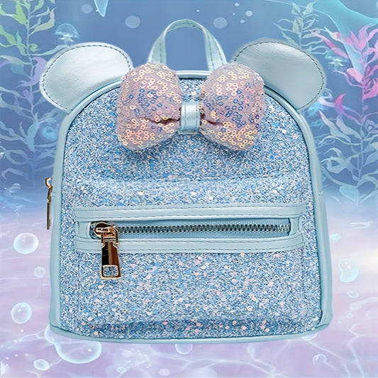 Kids Backpack Sequin Bow Backpack School Bag Ear Kindergarten Backpack