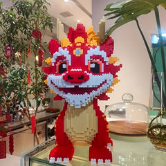 8120pcs Red Kylin Dragon Building Kit Colorful Animal Model Craft Set