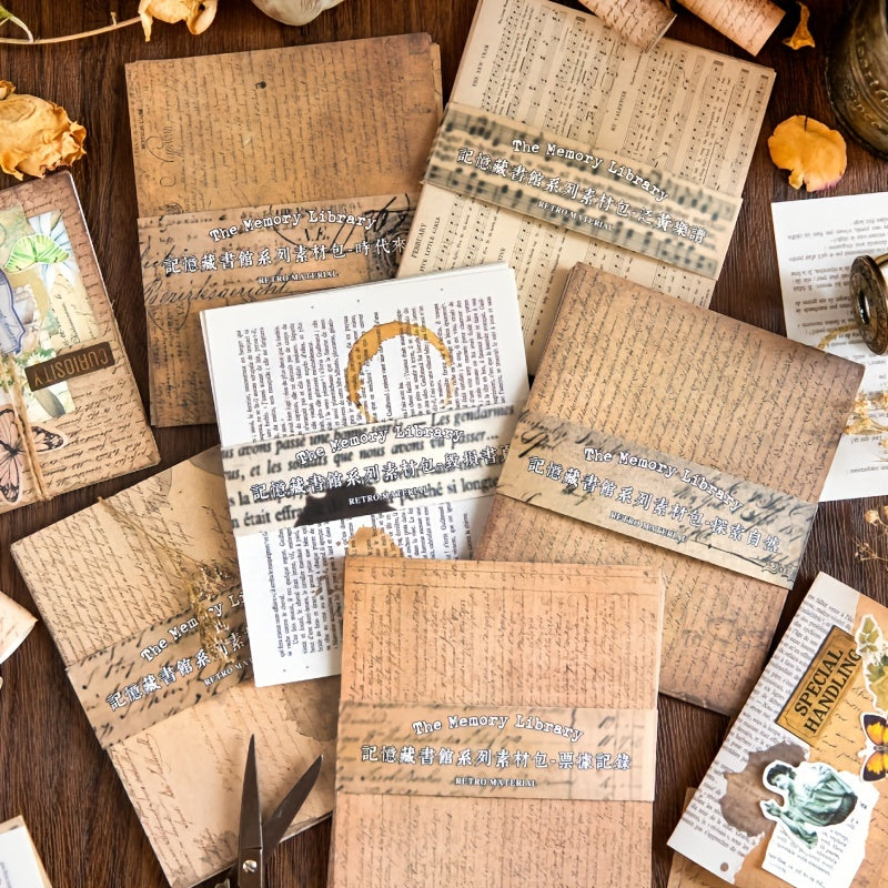 30 Sheets Vintage Text Scrapbook Paper DIY Scrapbooking Supplies Retro Materials