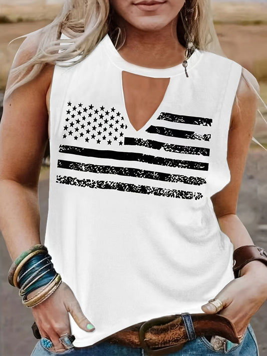  Independence Casual Tank Top Women's Plus Flag Print