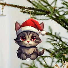 5pcs Christmas Cat Acrylic Decoration Pendant Home Gift