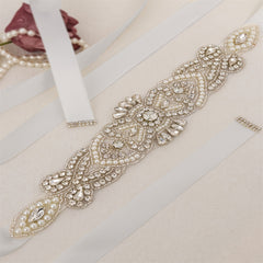 Rhinestone Bridal Belt Wedding Dress Waist Chain Sash Faux Pearl Belt