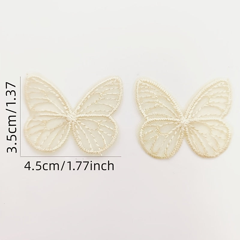 20pcs DIY Embroidered Butterfly Mesh Fabric Stickers Mixed Colors