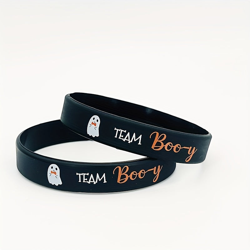 6pcs Halloween Ghost Print Wristband Silicone Bracelet
