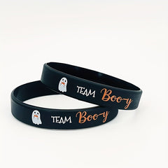 6pcs Halloween Ghost Print Wristband Silicone Bracelet