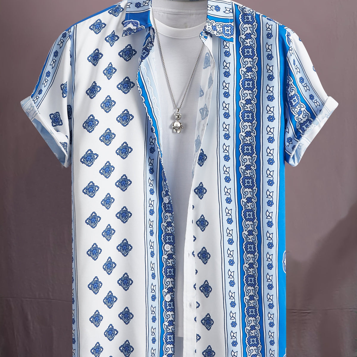 Boho Print Men's Shirt - Resort Fashion Top