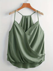 V Neck Wrap Cami Top Solid Spaghetti Strap Sexy Top
