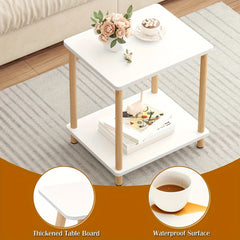 2 Layer Bedside Table with Side Table & Storage Space