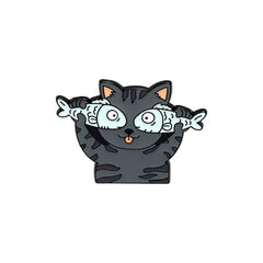 Cat Fish Charming Emblem Pet Brooch Enamel Lapel Pin Decorative Badge