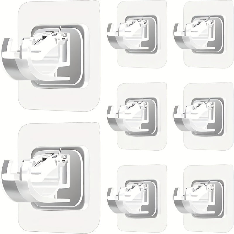 8pcs Adhesive Curtain Rod Brackets - No Drilling Rod Holder Hooks
