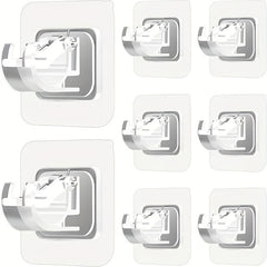 8pcs Adhesive Curtain Rod Brackets - No Drilling Rod Holder Hooks