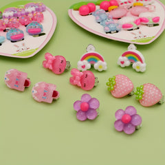 5 Pairs Cartoon Dinosaur Bee Non Pierced Earrings