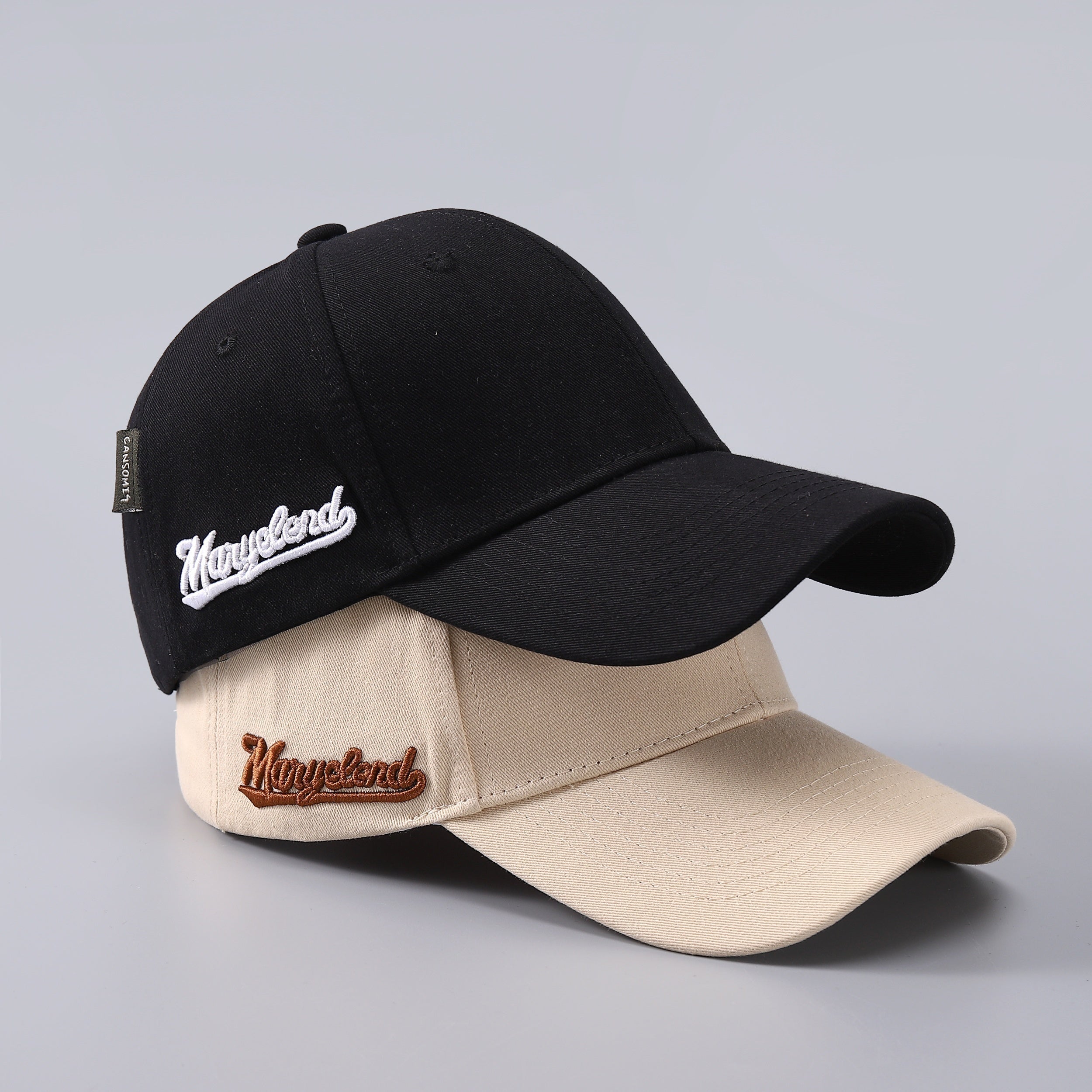 Men's Solid Curved Brim Baseball Cap Side Embroidery Letters Peaked Cap