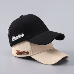 Men's Solid Curved Brim Baseball Cap Side Embroidery Letters Peaked Cap