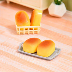 2pcs Realistic Bread Bun Models for DIY Diorama Bakery Decor