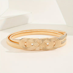 Chinese Knot Elastic Girdle Golden & Silvery Dress Belt Metal Waistband Women