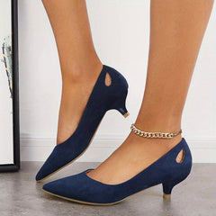 Women's Pointed Toe Kitten Heels Slip On Low Heel Dress Shoes