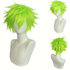 Short Lime Green Cosplay Wig Synthetic Fiber + Wig Cap