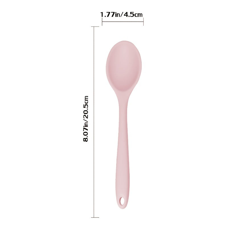 1pc Silicone Small Spoon High Temp Resistant Non-stick Soup Stirring Spoon