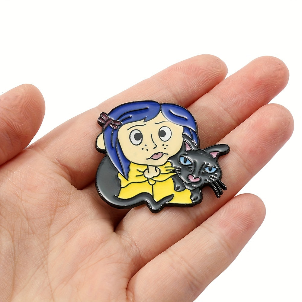 Funny Girl Cat Enamel Pins Metal Badges Backpacks Accessories