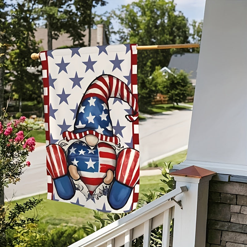 Gnome Garden Flag Double Sided 30x45cm for Independence Day Decor