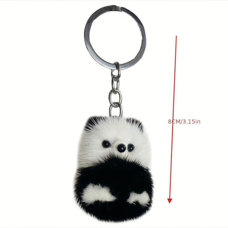 Mink Fur Panda Car Keychain Plush Doll