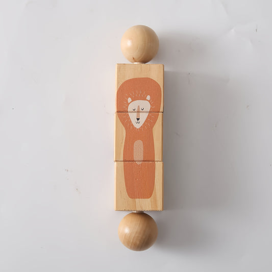 Colorful Wooden Animal Shape Matching Puzzle with Rotating Rattle