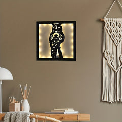 LED Owl Shape Lamp Wooden Home Decoration