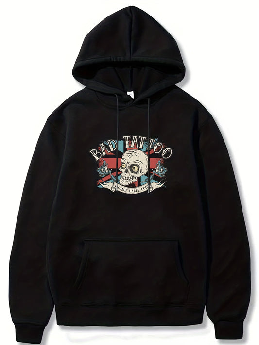 Men's Graphic Print Hoodie with Kangaroo Pocket