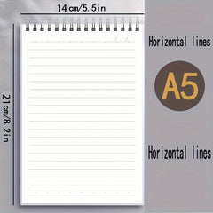 A5 Grid Lined Notebook Softcover Red Journal