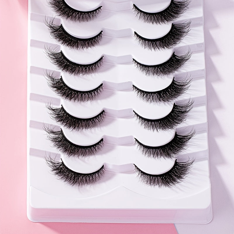7 Pairs Cat Eye Lashes 3D Winged End Eye Elongated Eyelashes