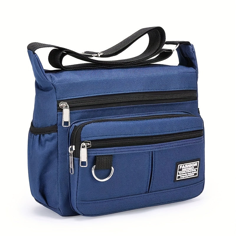 Lightweight Nylon Crossbody Bag with Multiple Zippers