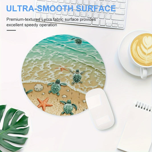 Turtle Starfish Round Mouse Pad Non Slip Rubber Base