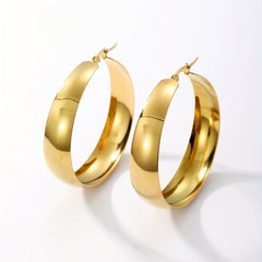 Chunky Hoop Earrings Minimalist Style Stainless Steel 18K Plated