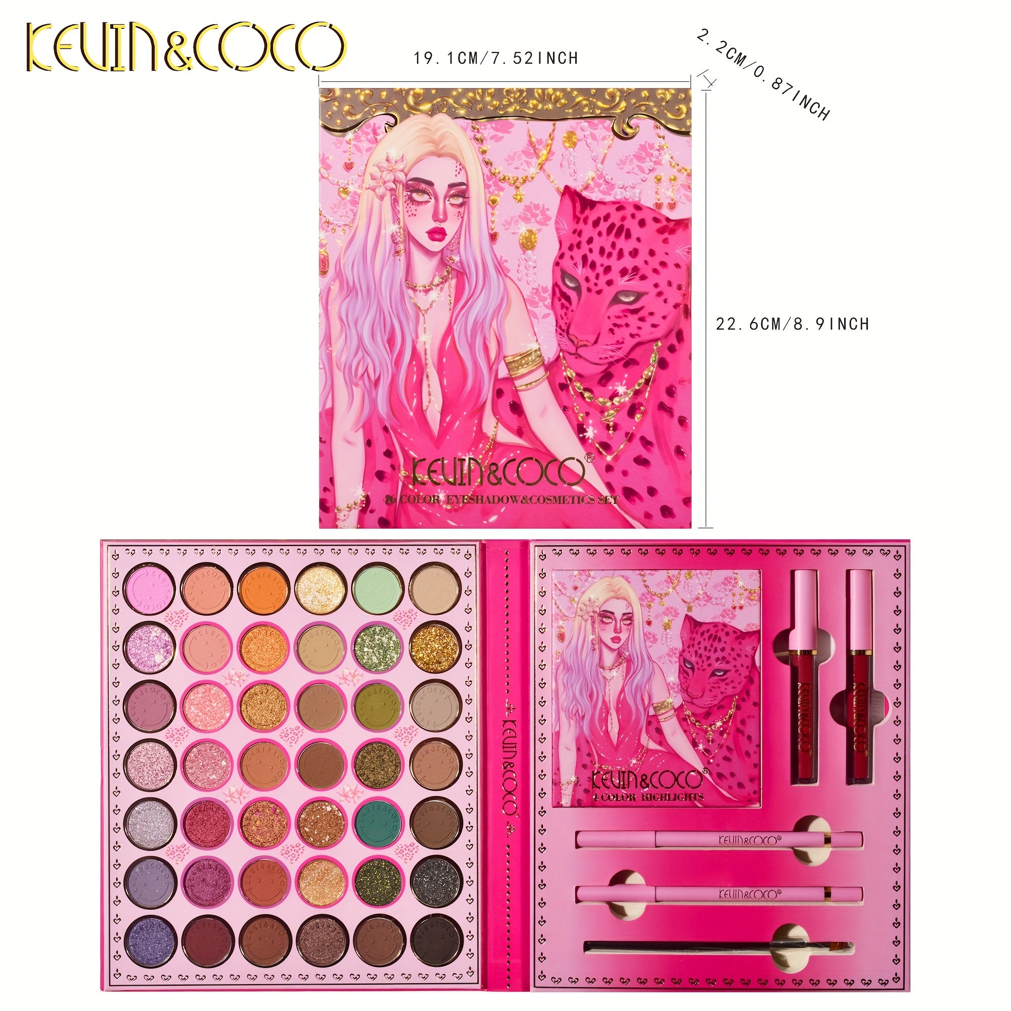 46 Pc Eyeshadow Palette Matte Bright Earth Velvet Lip Glaze Shimmer Highlighter