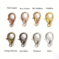 60pcs Lobster Clasps for Bracelets Necklaces 10-18mm Hooks Closure Findings