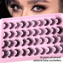 Lash Extension Kit 20 Pairs Natural Look False Eyelashes Applicator Adhesive
