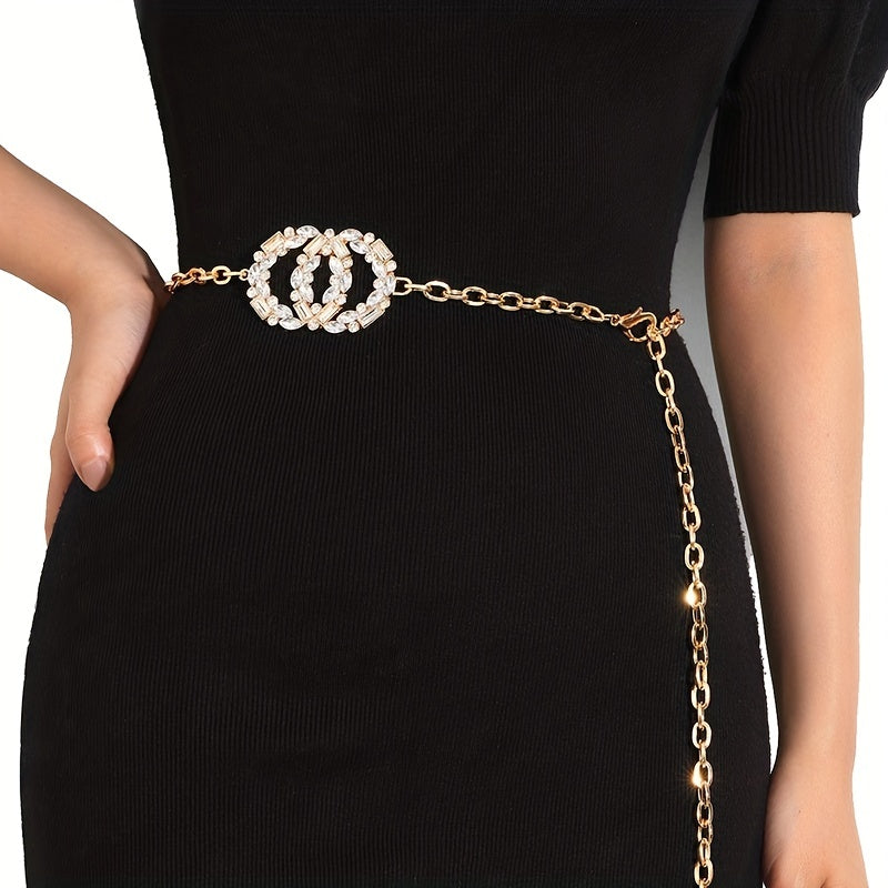 Rhinestone Decor Waist Chain Body Chain