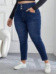 Women's Plus High Rise Skinny Jeans Button Fly