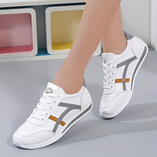 Women's Colorblock Mesh Sneakers Low Round Toe Lace Up Shoes