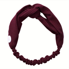 Solid Fabric Elastic Headband Button Hair Band Turban for Yoga Sports
